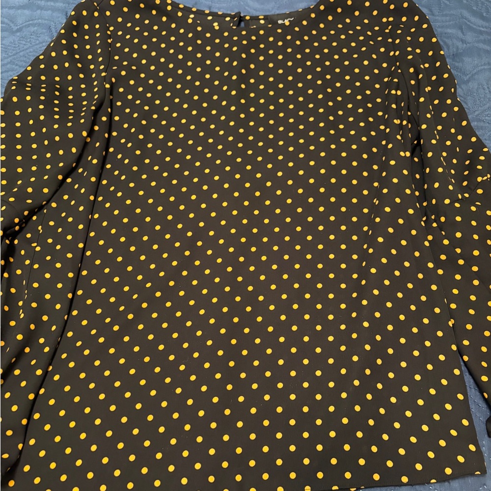 Black Label Black and Yellow Polka Dot Blouse